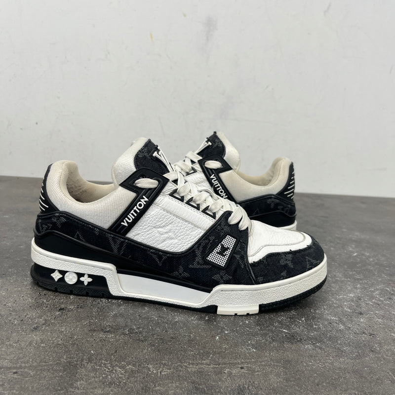 Men's LV Monogram Demin Panels Low Trainers Black Size UK 6 / EU 40