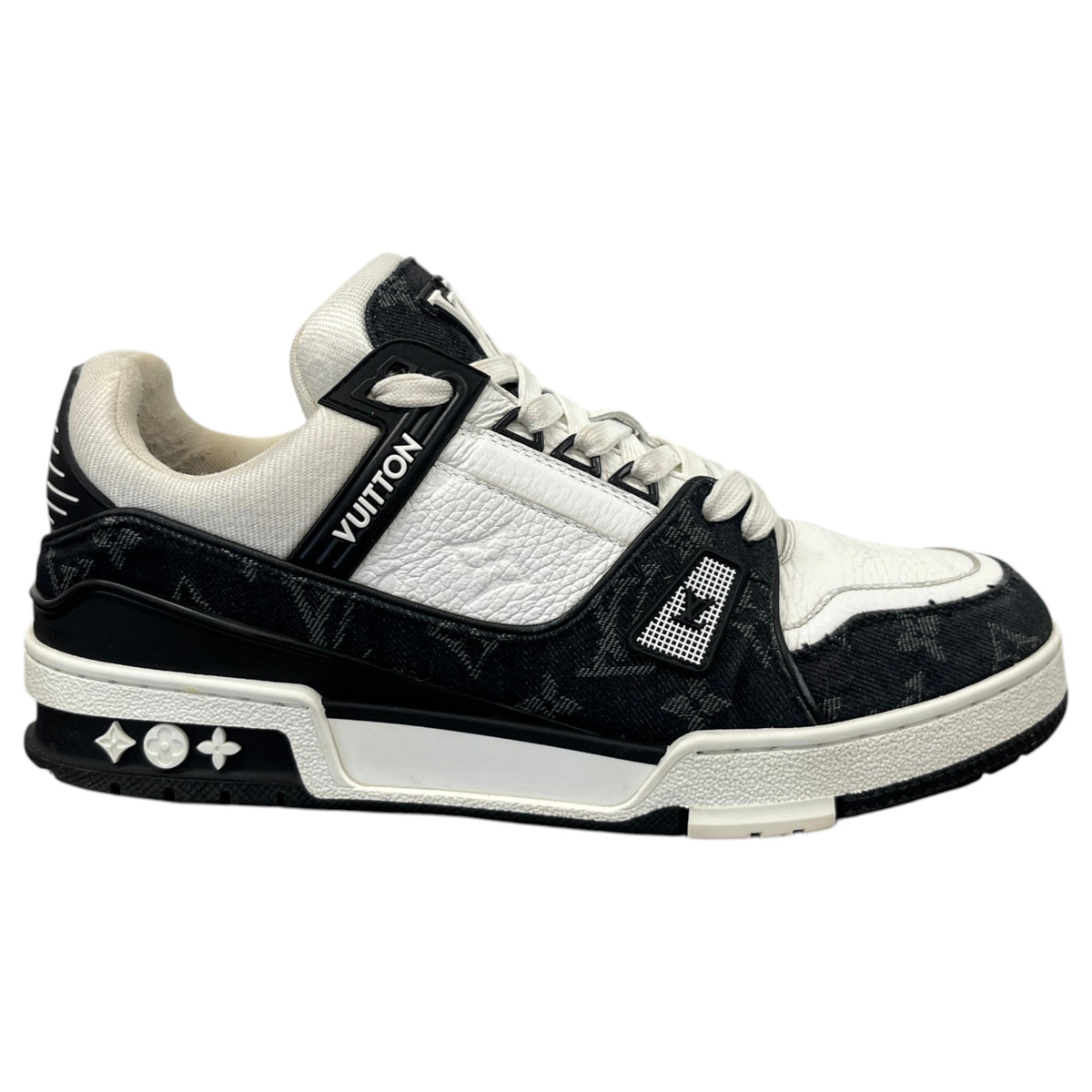 Men's LV Monogram Demin Panels Low Trainers Black Size UK 6 / EU 40 - Photo 1