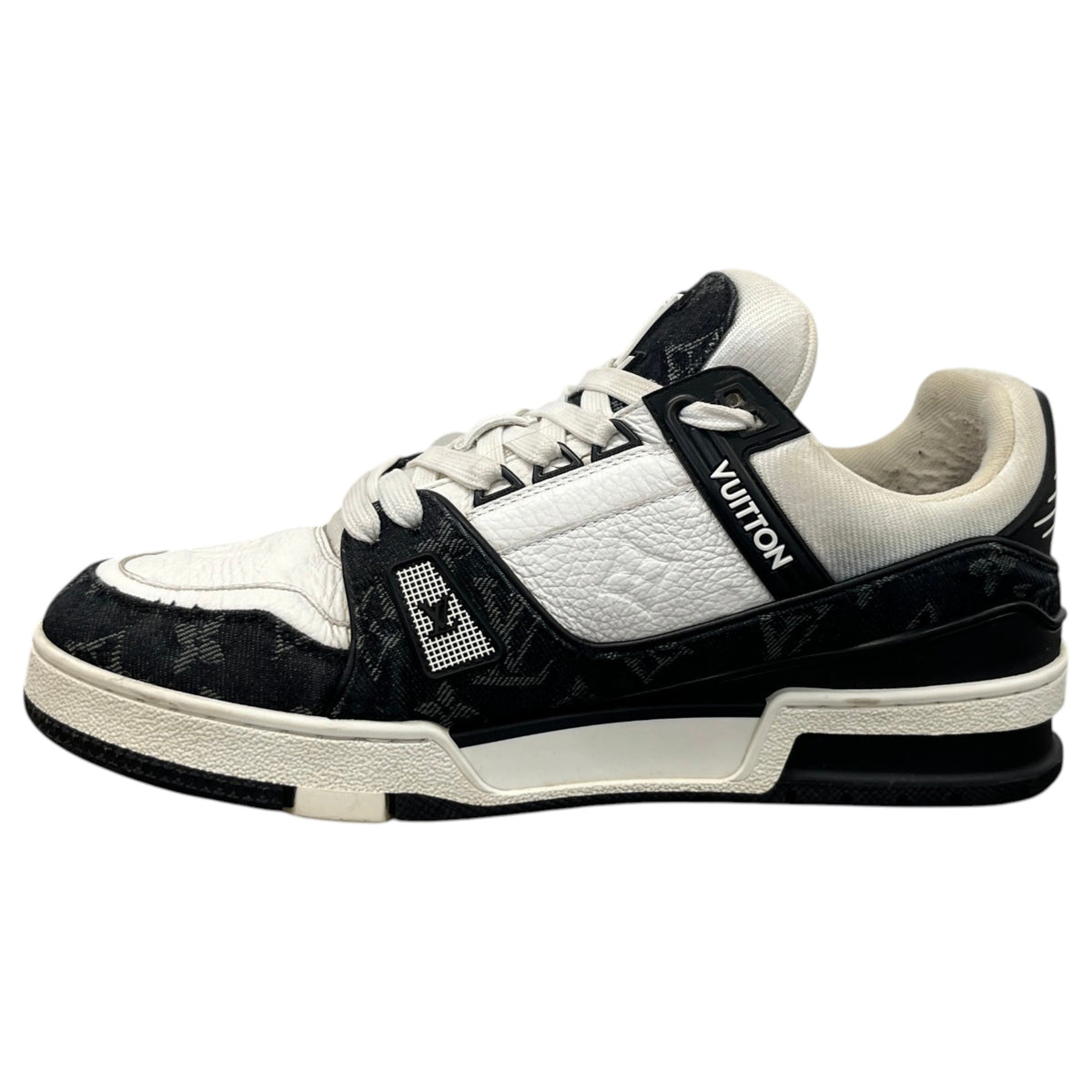 Men's LV Monogram Demin Panels Low Trainers Black Size UK 6 / EU 40 - Photo 5