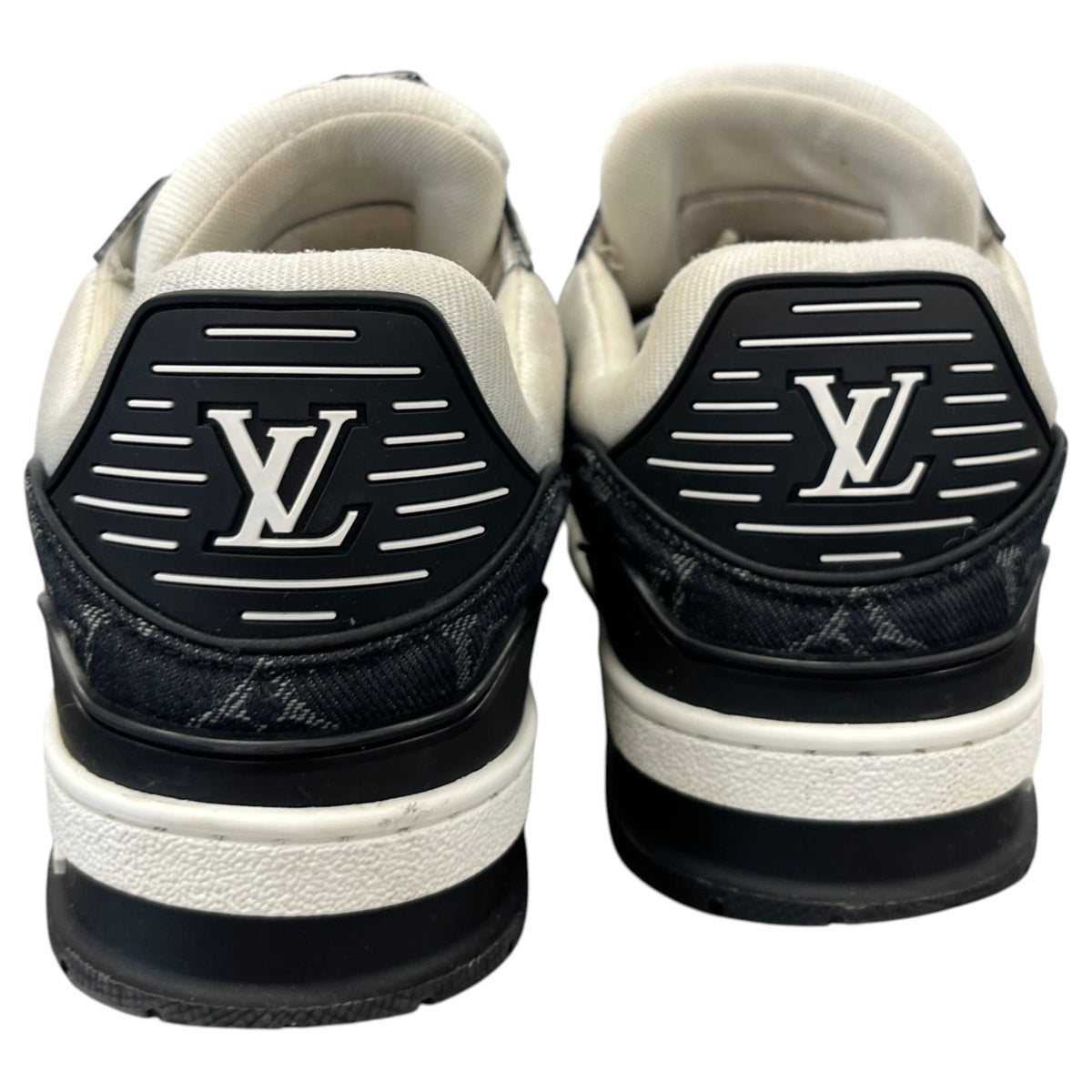 Men's LV Monogram Demin Panels Low Trainers Black Size UK 6 / EU 40 - Photo 7
