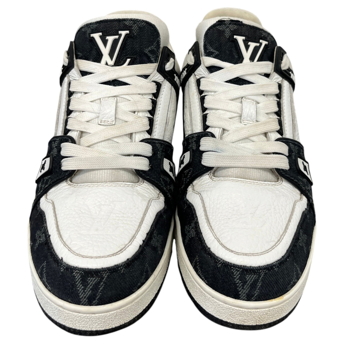 Men's LV Monogram Demin Panels Low Trainers Black Size UK 6 / EU 40 - Photo 6