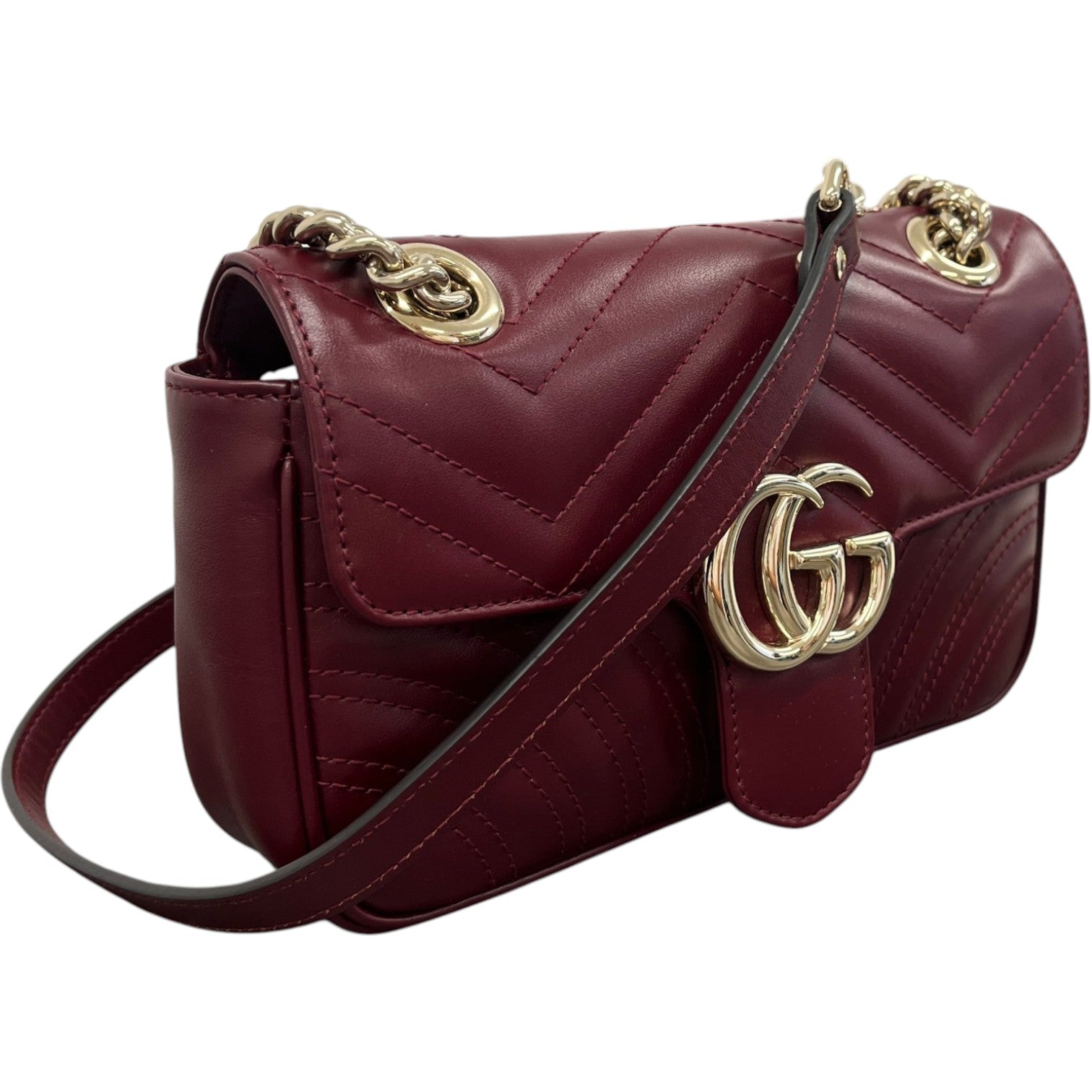 Women's Gg Marmont Small Bag Burgundy - Photo 4