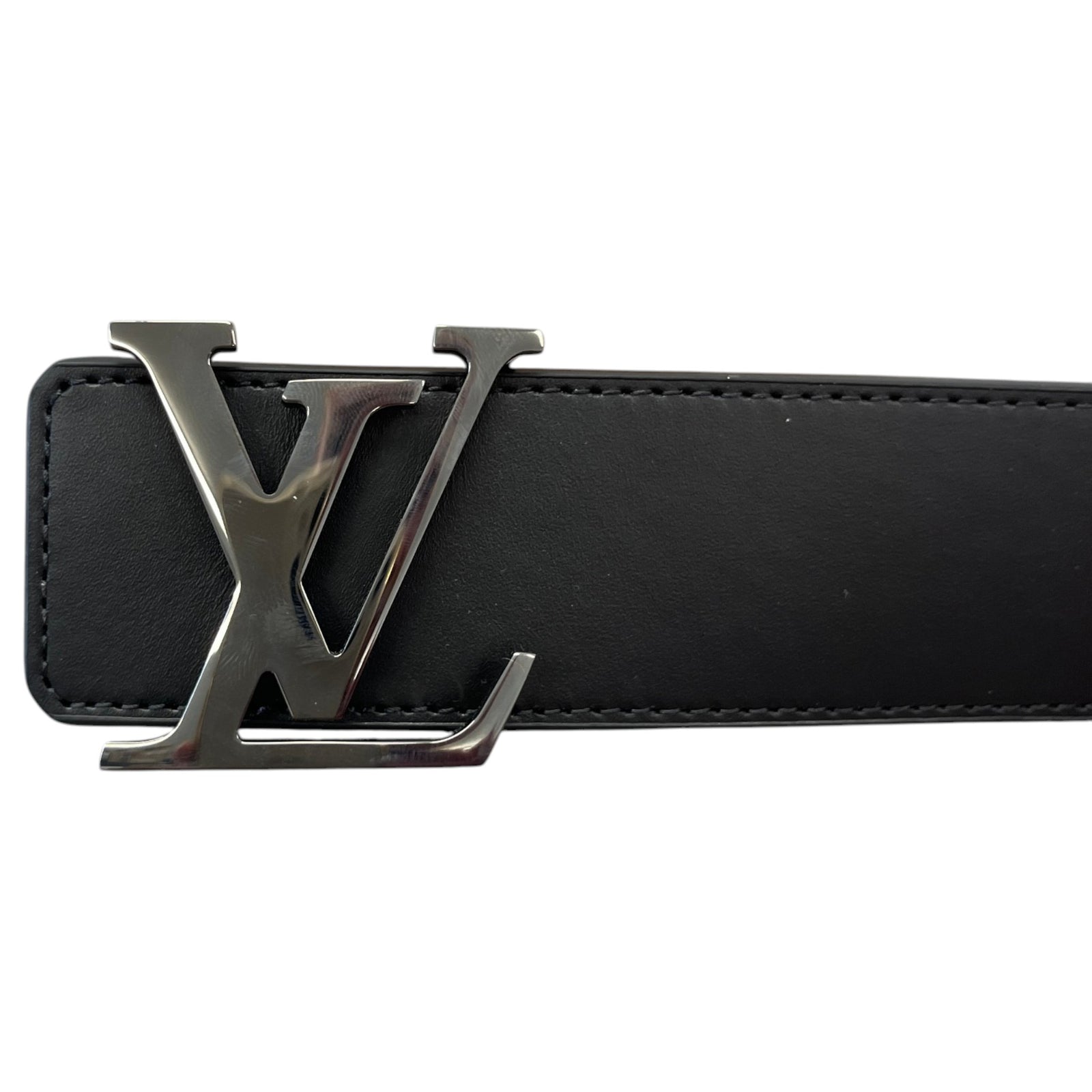 Men's Reversible LV Initials Belt Black Size 32" - Photo 8