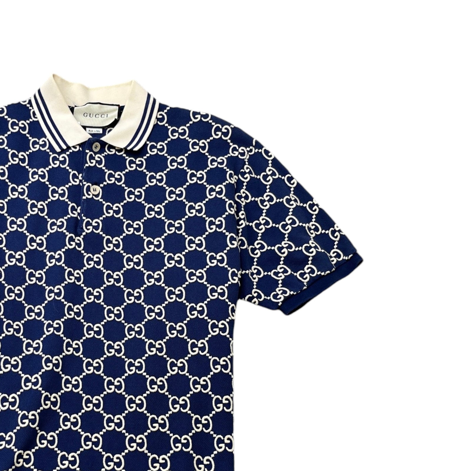 Men's GG Monogram Polo Shirt Blue Size S - Photo 3