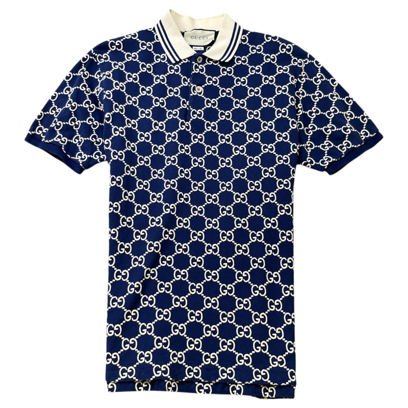 Men's GG Monogram Polo Shirt Blue Size S