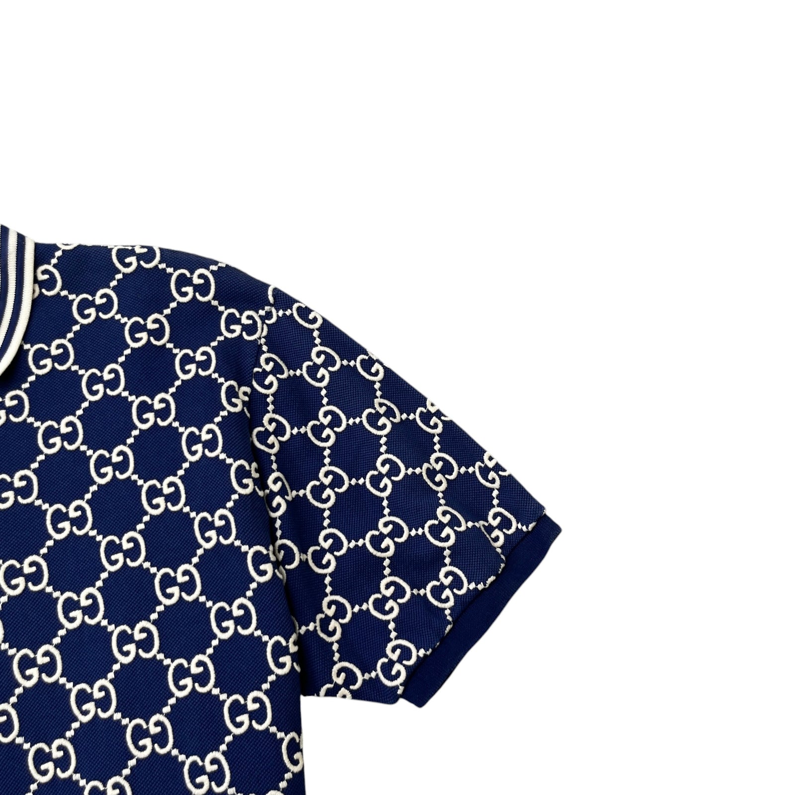 Men's GG Monogram Polo Shirt Blue Size S - Photo 5