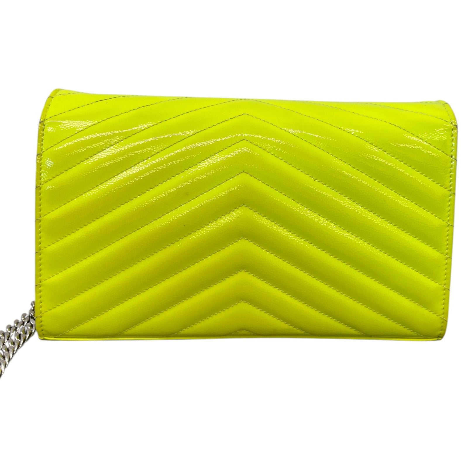 Saint Laurent Women's Cassandre Matelassé Wallet On Chain Patent Bag Yellow - Photo 3