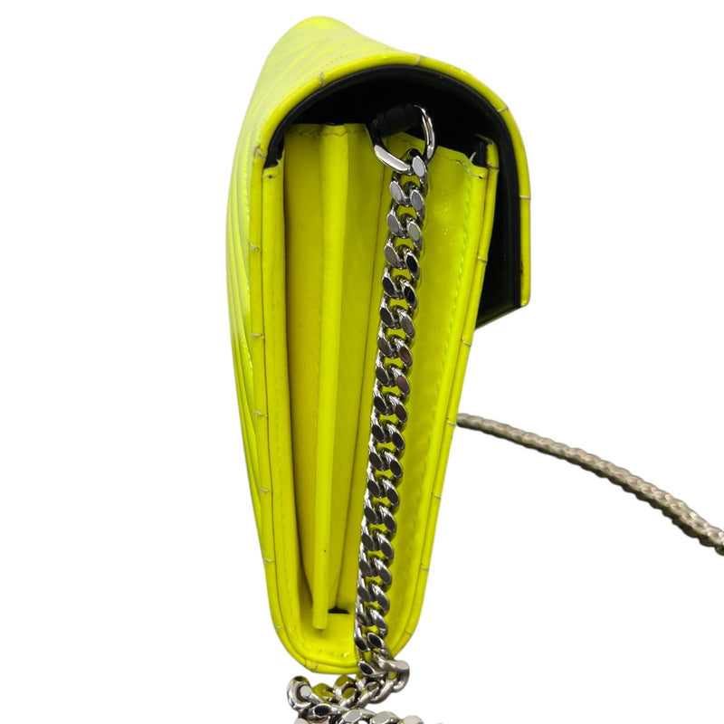 Saint Laurent Women's Cassandre Matelassé Wallet On Chain Patent Bag Yellow