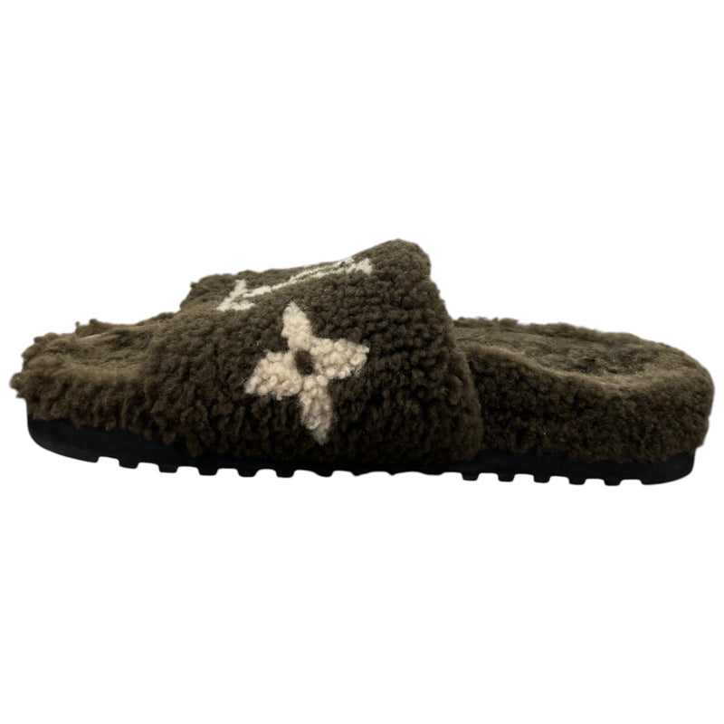 Women's Monogram Paseo Flat Comfort Slides Khaki Size UK 6 / EU 39