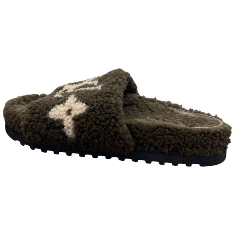 Women's Monogram Paseo Flat Comfort Slides Khaki Size UK 6 / EU 39