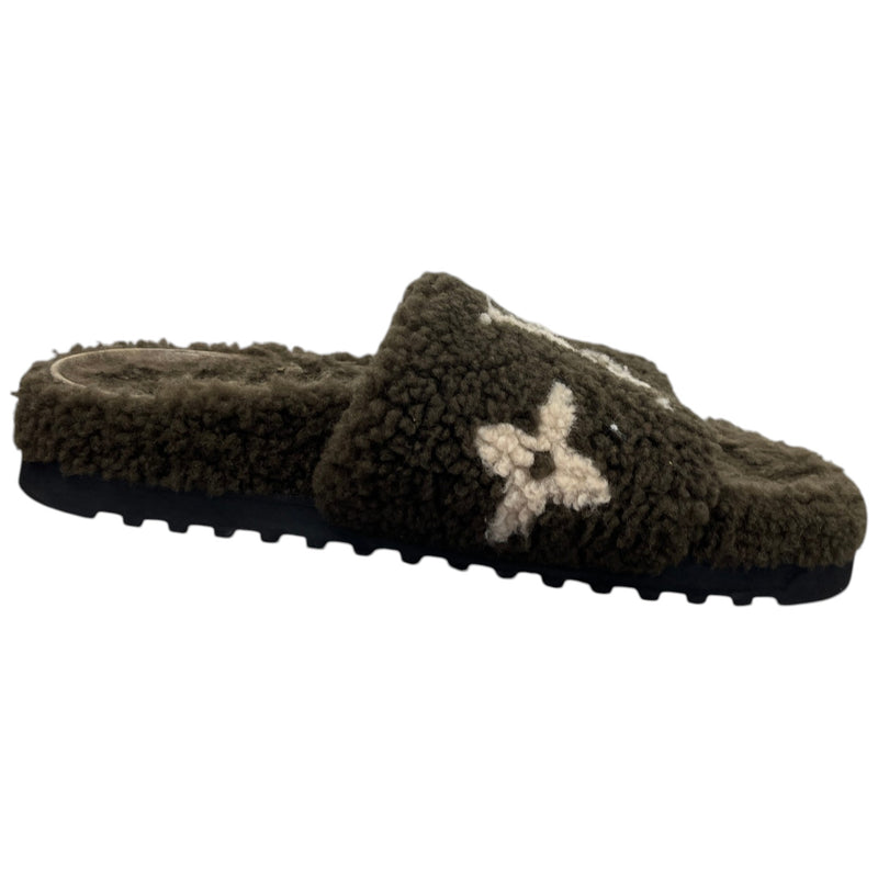 Women's Monogram Paseo Flat Comfort Slides Khaki Size UK 6 / EU 39