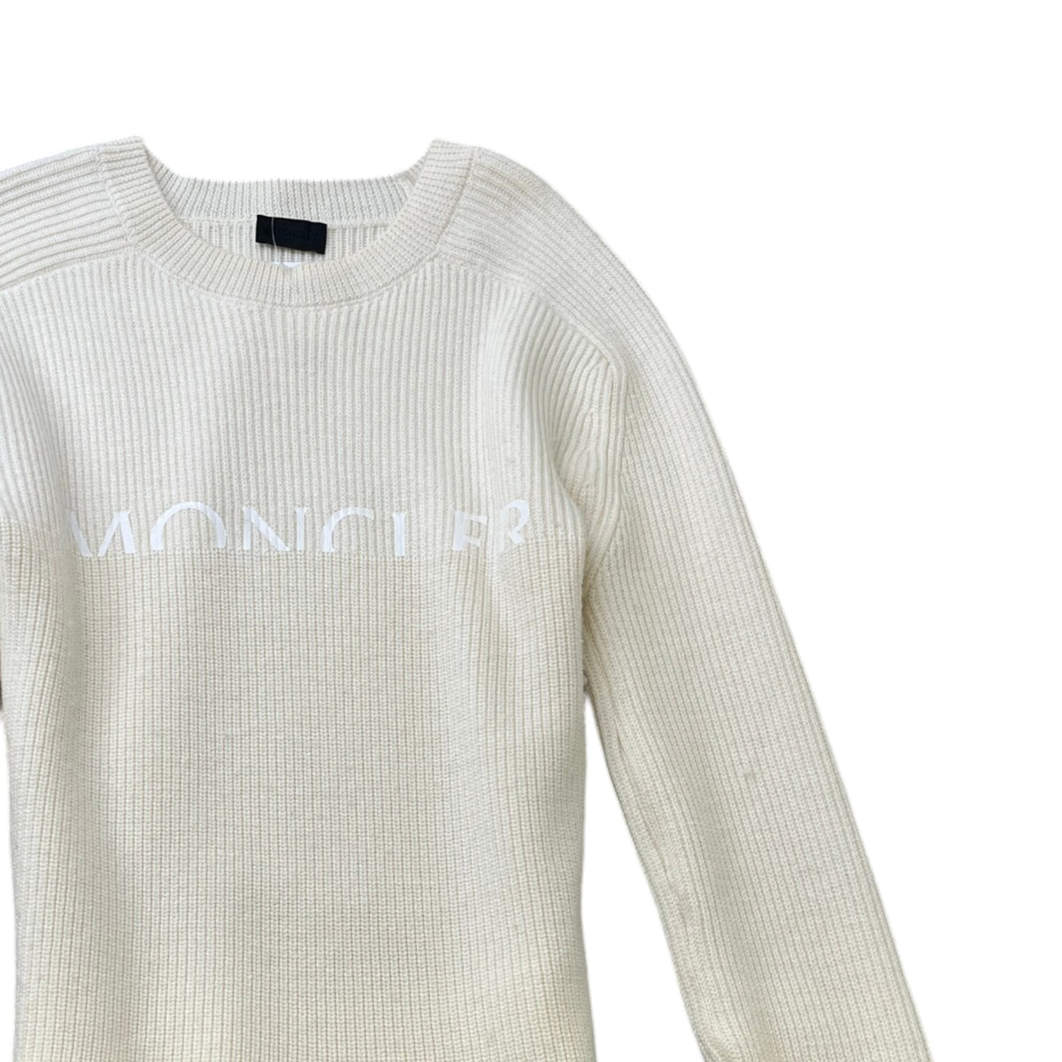 Men's Logo Print Knit Sweatshirt Cream Size XL - Photo 3