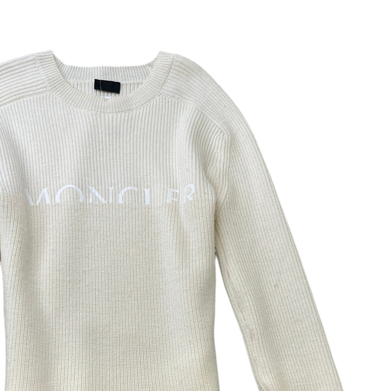 Men's Logo Print Knit Sweatshirt Cream Size XL