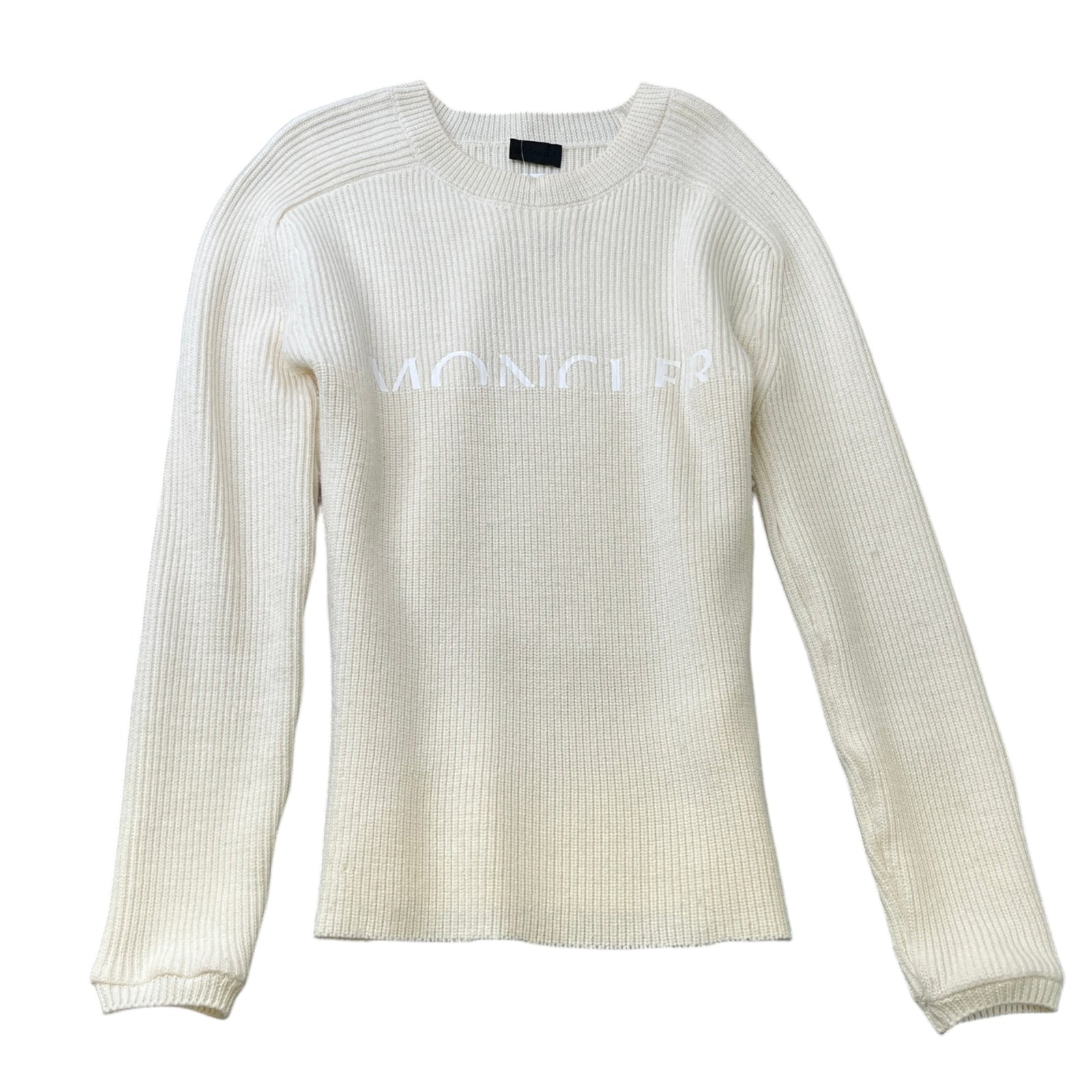 Men's Logo Print Knit Sweatshirt Cream Size XL - Photo 1