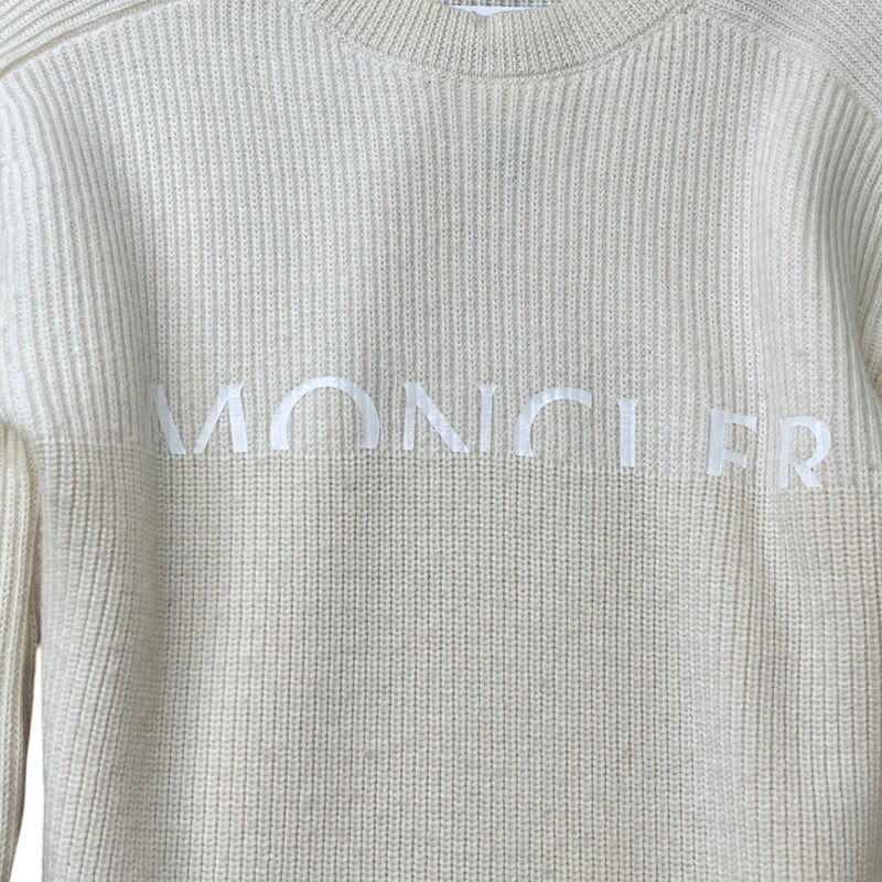 Men's Logo Print Knit Sweatshirt Cream Size XL