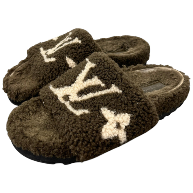 Women's Monogram Paseo Flat Comfort Slides Khaki Size UK 6 / EU 39
