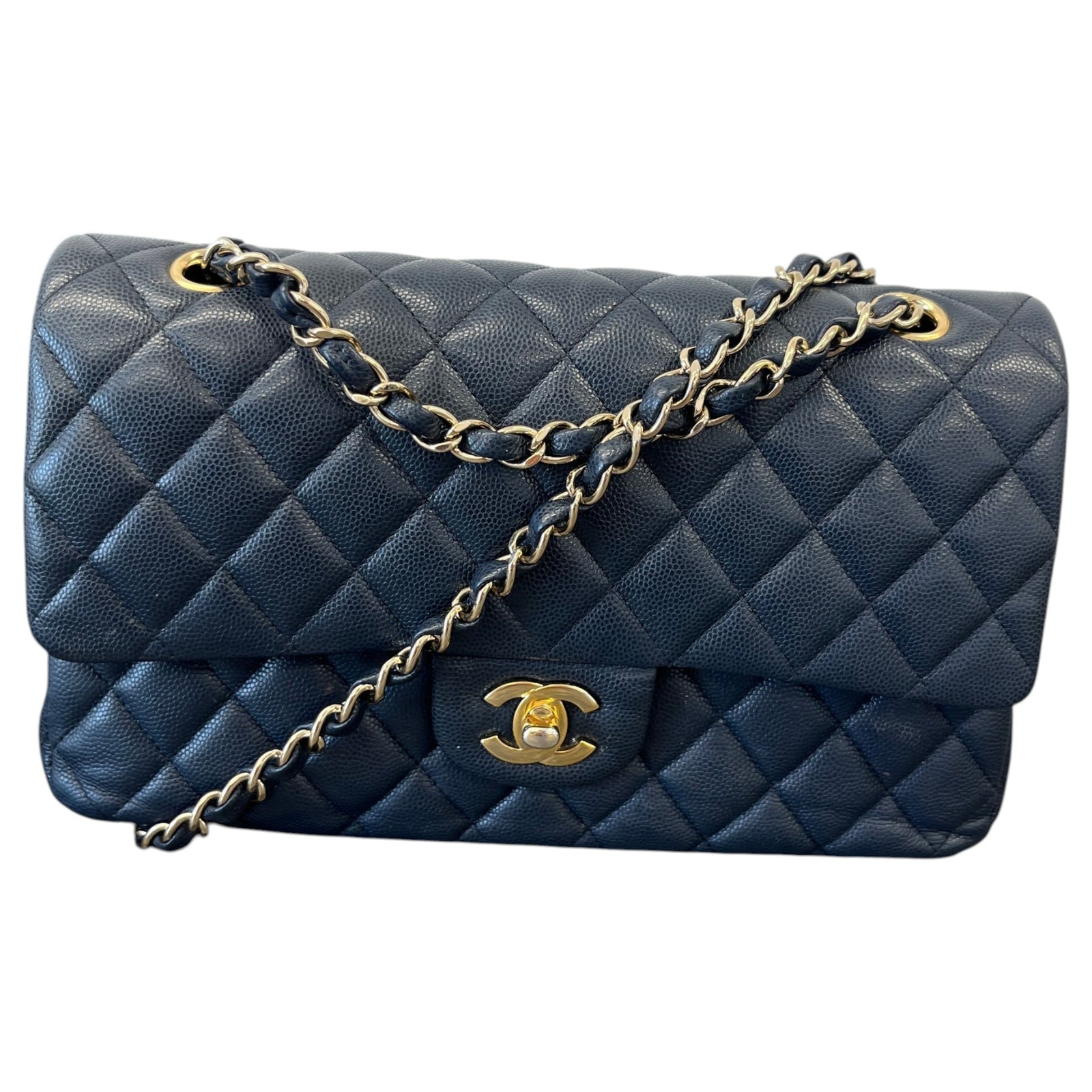 Women's Caviar Classic Double Flap Bag Navy - Photo 1