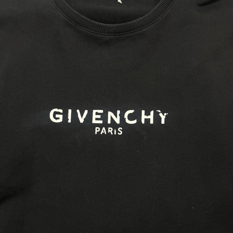 Men's Distressed Logo Print Sweatshirt Black Size XXL
