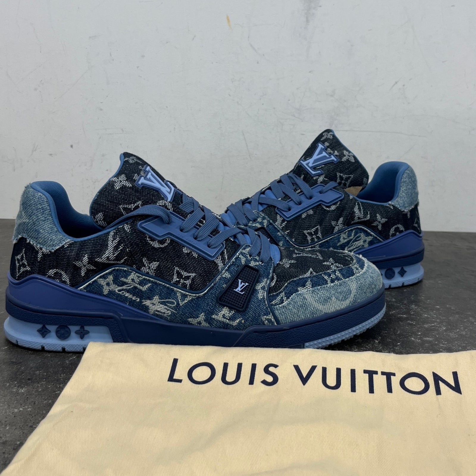 Men's LV Low Trainers Blue Size UK 10 / EU 44 - Photo 12