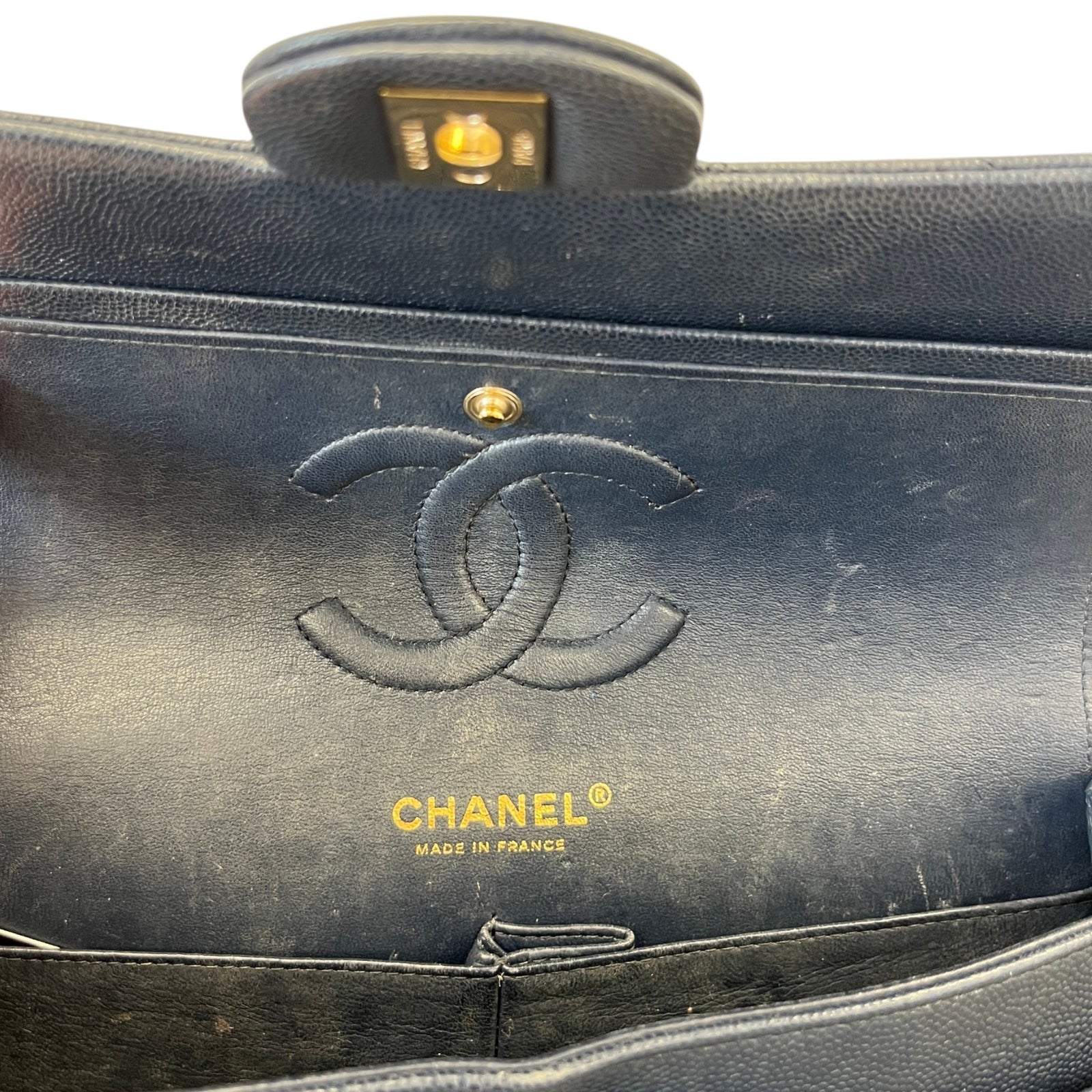 Women's Caviar Classic Double Flap Bag Navy - Photo 11