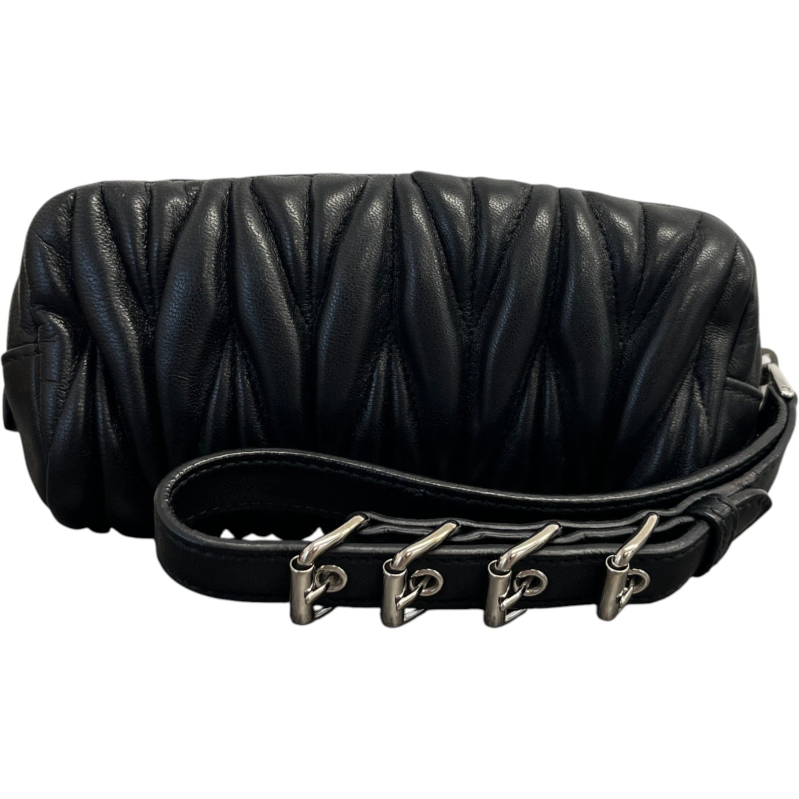Women's Matelasse Leather Wristlet Purse Black - Photo 1