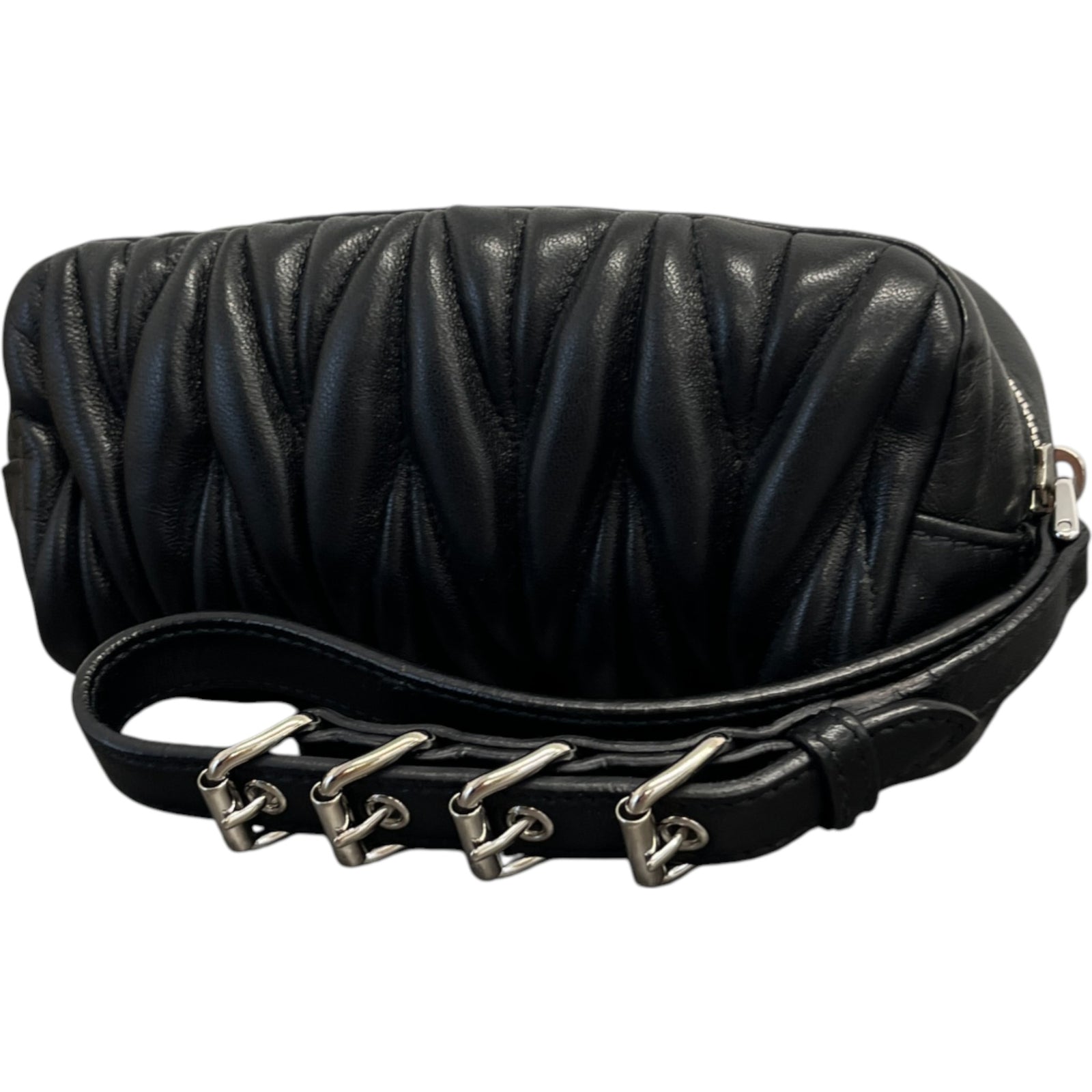 Women's Matelasse Leather Wristlet Purse Black - Photo 4