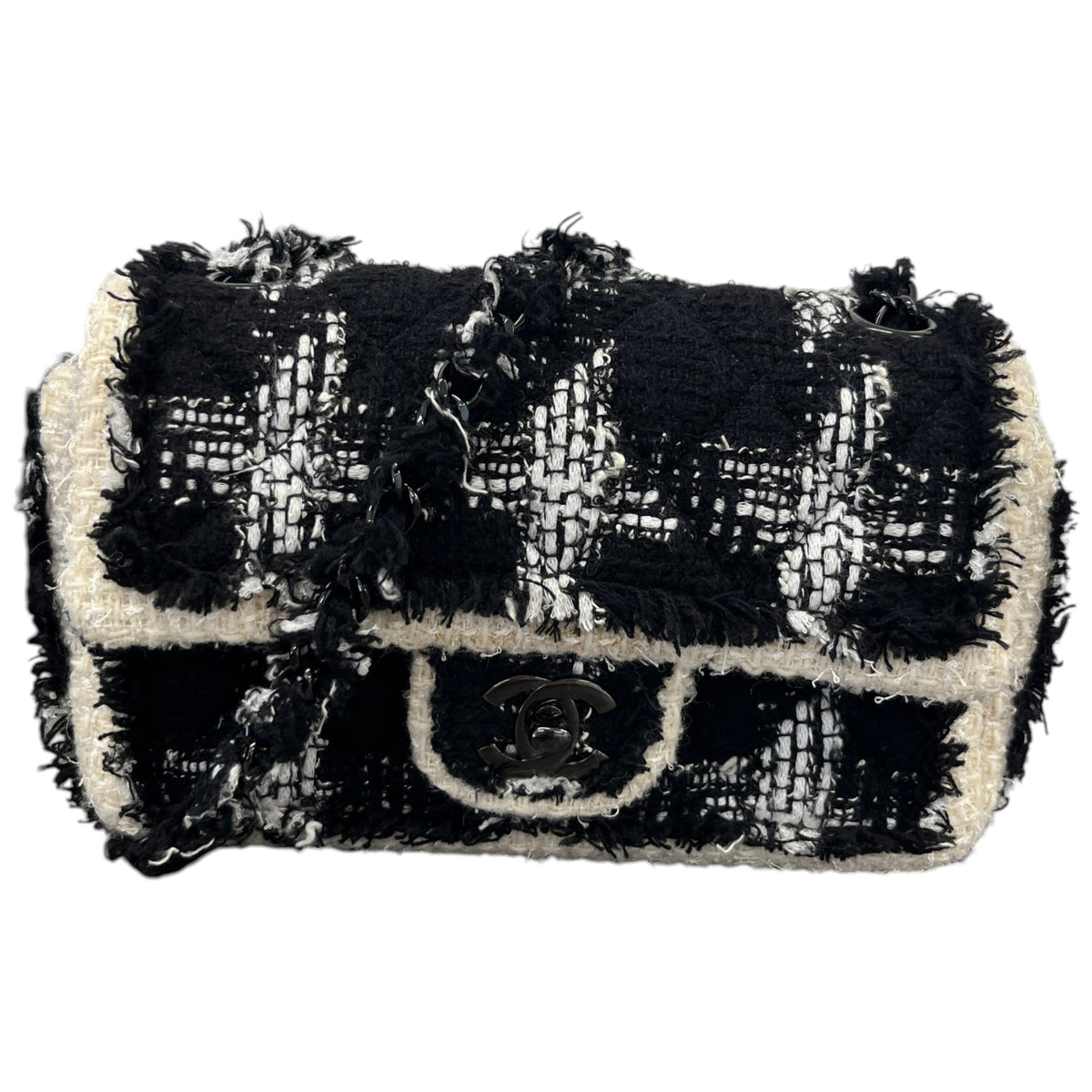 Women's Tweed Mini Flap Crossbody Bag Black - Photo 1