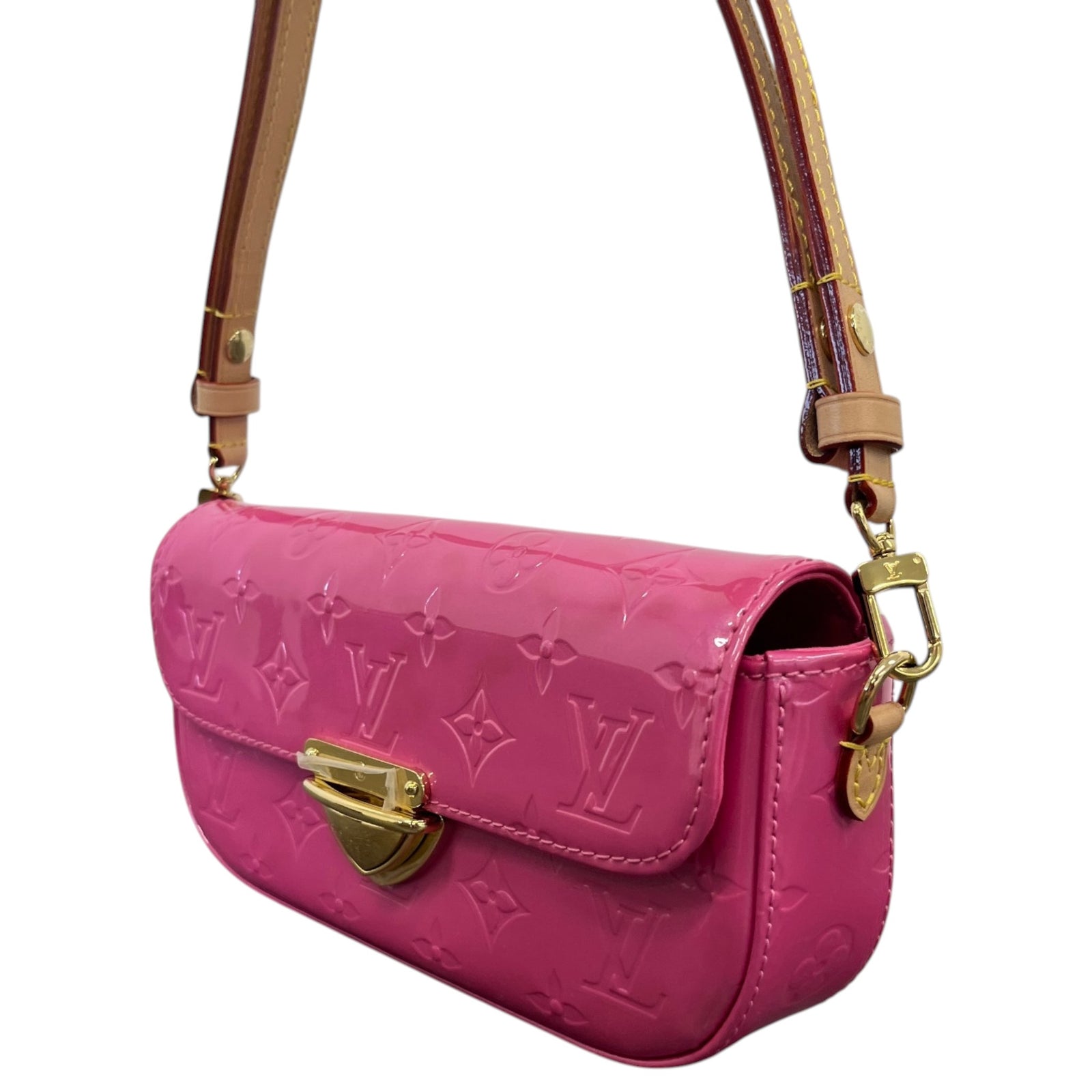 Women's Leather Vernis Malibu Pochette Handbag Pink - Photo 5