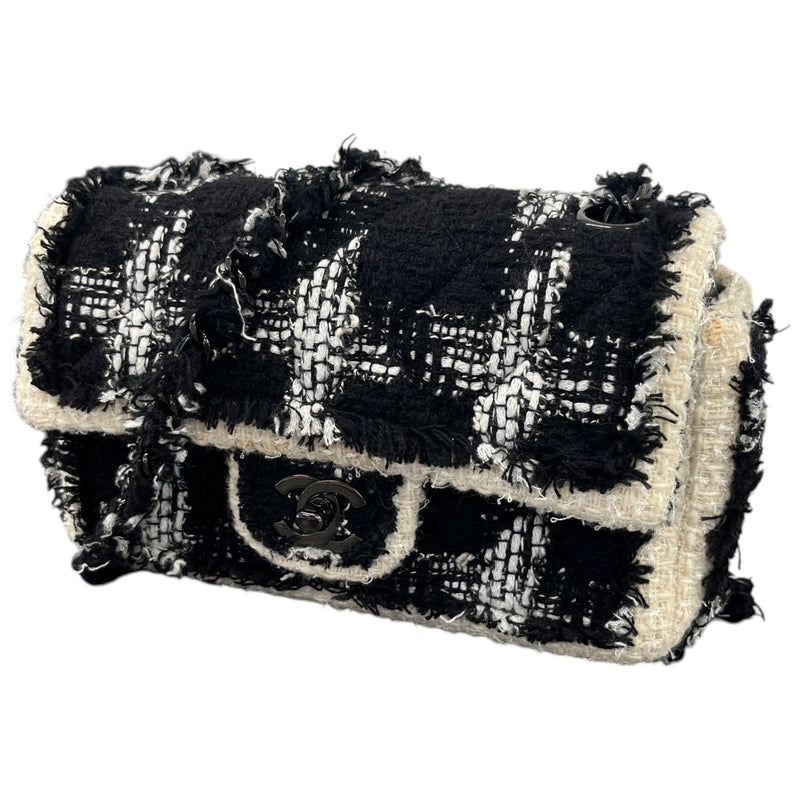 Women's Tweed Mini Flap Crossbody Bag Black