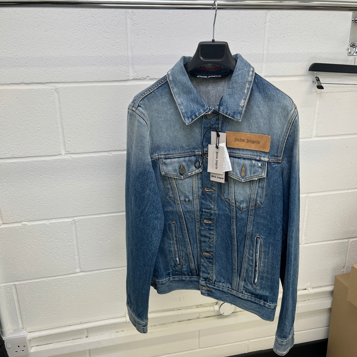 Men's Embroidered Palm Trucker Jacket Blue Size M - Photo 7