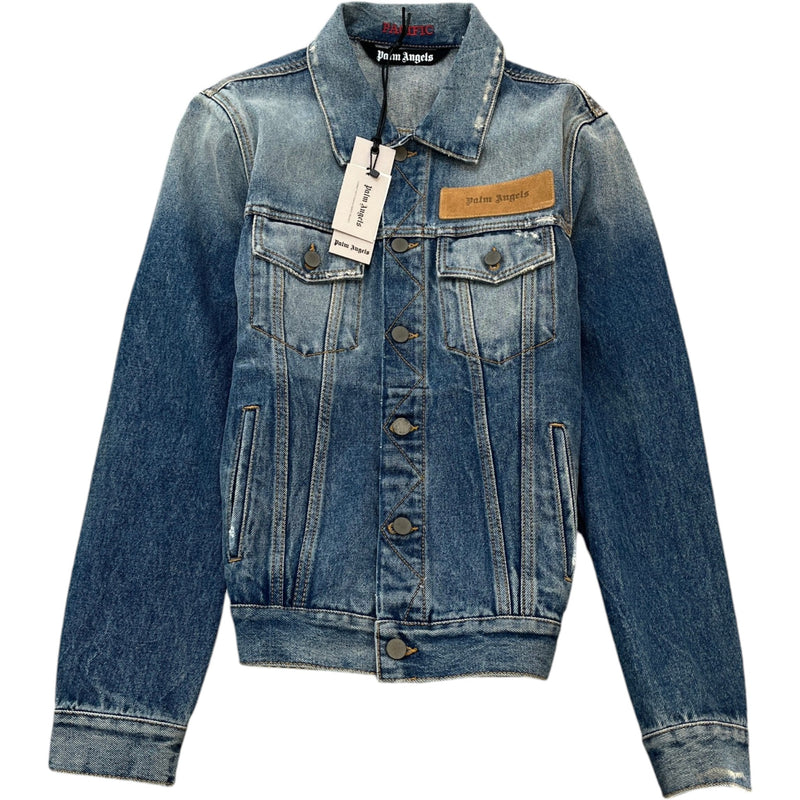Men's Embroidered Palm Trucker Jacket Blue Size M