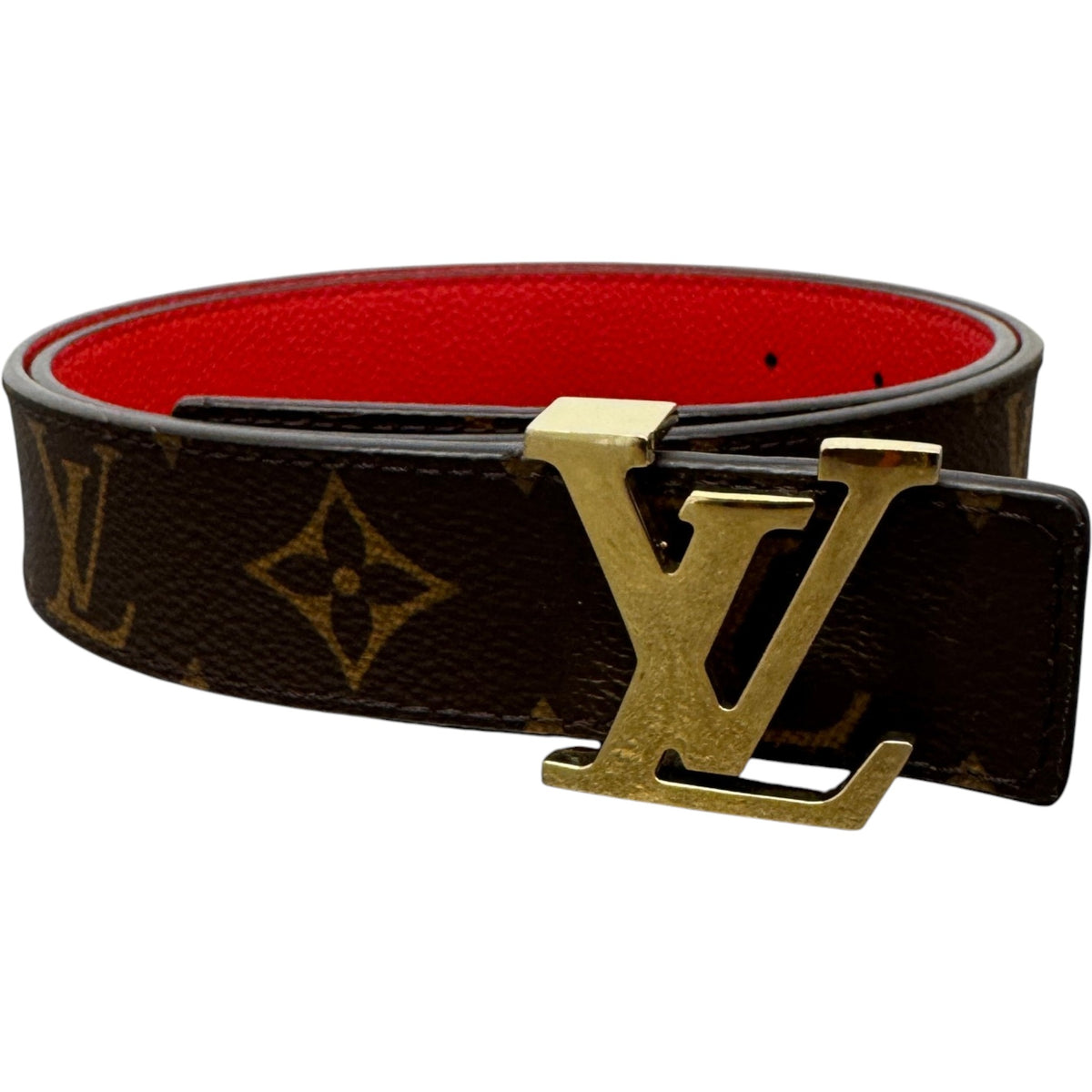 Women's LV Reversible Monogram Belt Red Size W32 - Photo 1