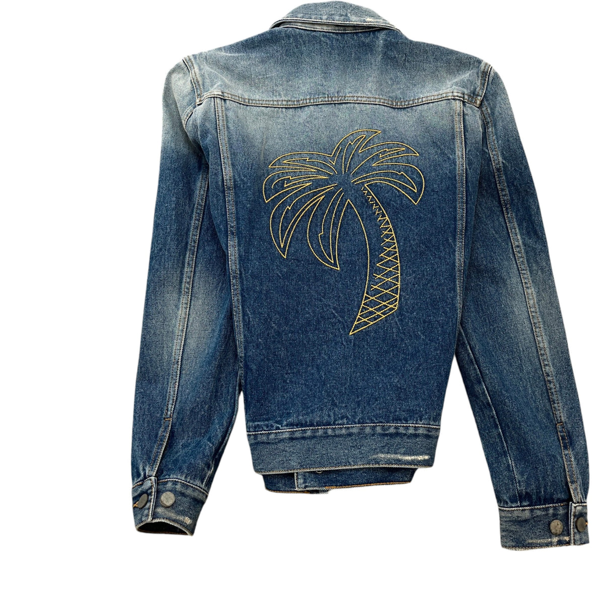 Men's Embroidered Palm Trucker Jacket Blue Size M - Photo 2