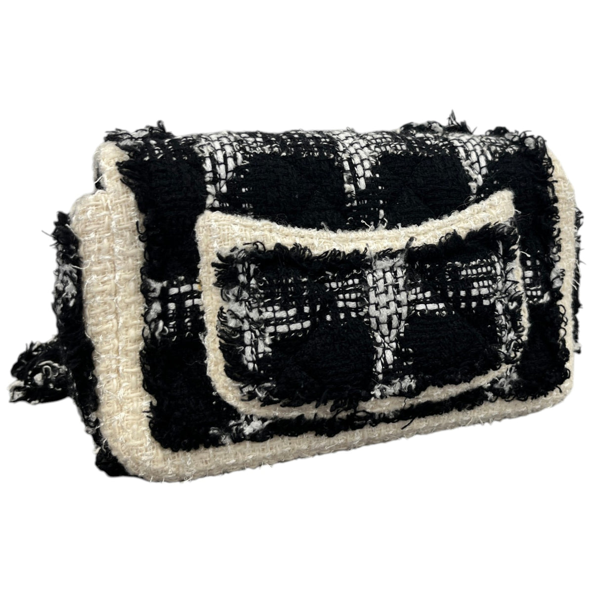 Women's Tweed Mini Flap Crossbody Bag Black - Photo 8