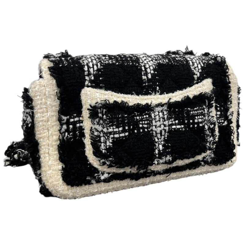 Women's Tweed Mini Flap Crossbody Bag Black