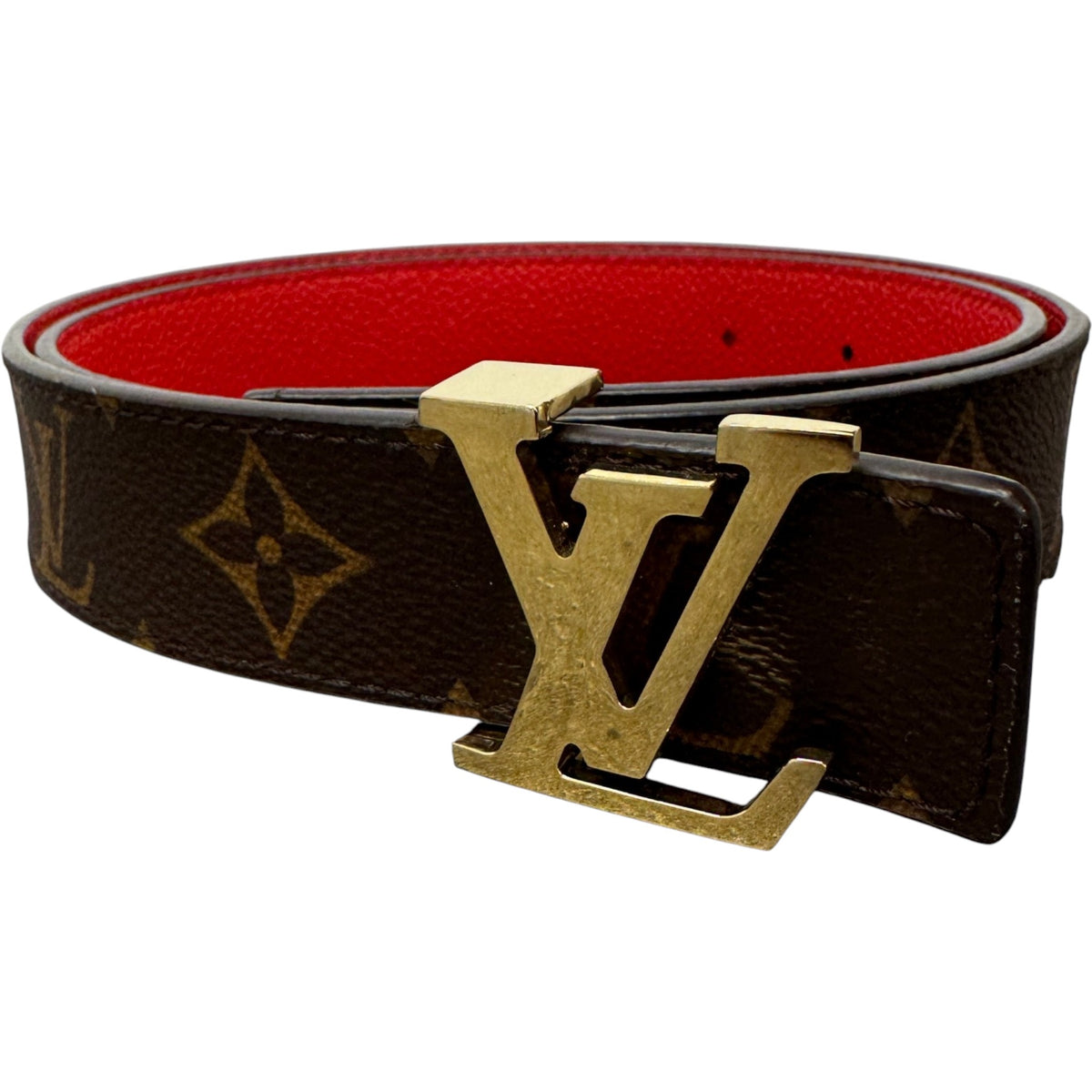 Women's LV Reversible Monogram Belt Red Size W32 - Photo 3