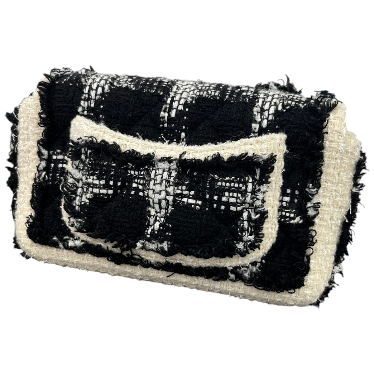Women's Tweed Mini Flap Crossbody Bag Black - Photo 9