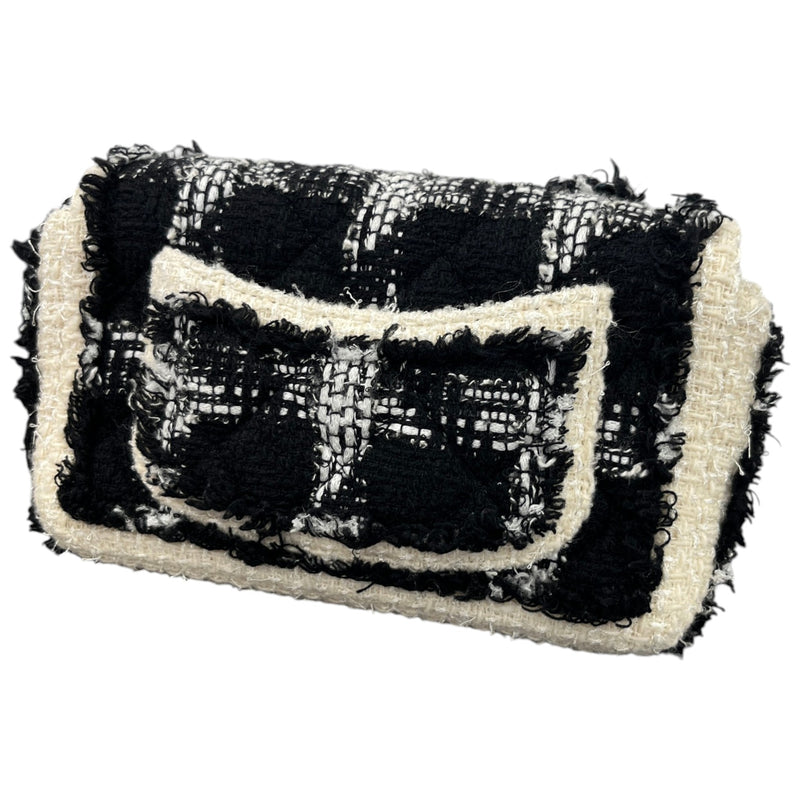 Women's Tweed Mini Flap Crossbody Bag Black