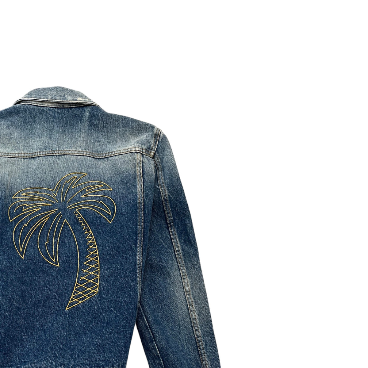 Men's Embroidered Palm Trucker Jacket Blue Size M - Photo 4