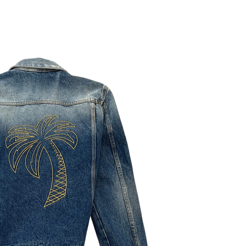 Men's Embroidered Palm Trucker Jacket Blue Size M