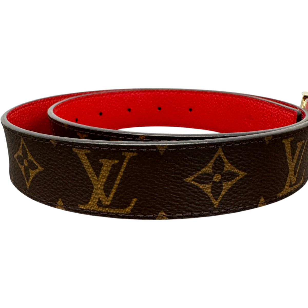 Women's LV Reversible Monogram Belt Red Size W32 - Photo 4