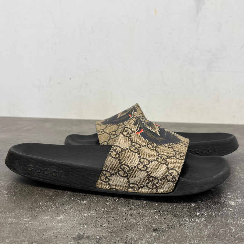 Men's GG Supreme Slides Beige Size UK 8 / EU 42