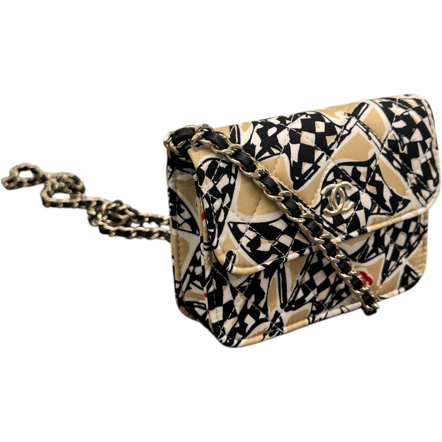 Women's Checkered Flag Printed Cc Handbag Beige - Photo 5