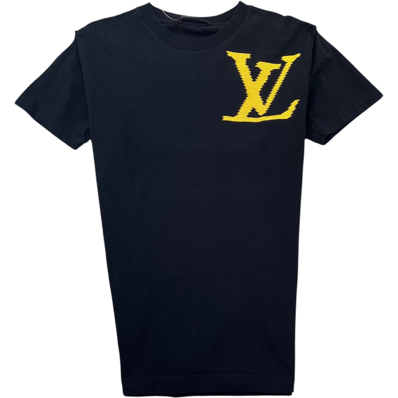 Men's Brick Print Logo T-Shirt Black Size S