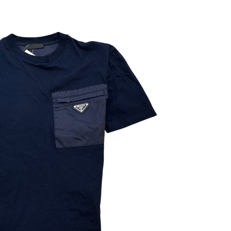 Men's Re-Nylon Plaque Logo T-Shirt Navy Size XS