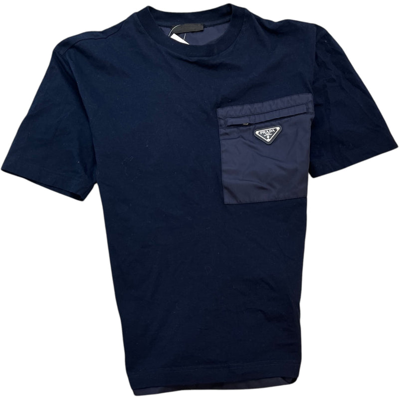 Men's Re-Nylon Plaque Logo T-Shirt Navy Size XS