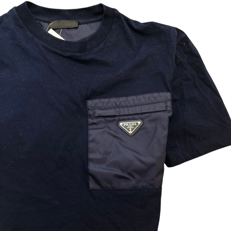 Men's Re-Nylon Plaque Logo T-Shirt Navy Size XS