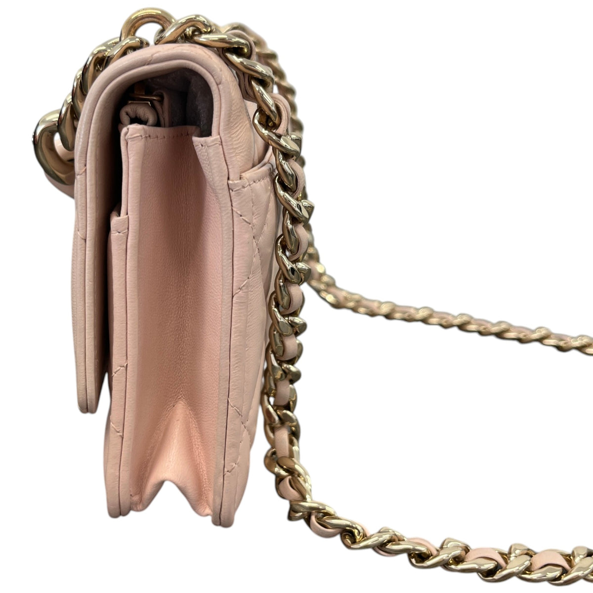Women's Quilted Seasonal Enamel Chain Top Flap Crossbody Bag Pink - Photo 7