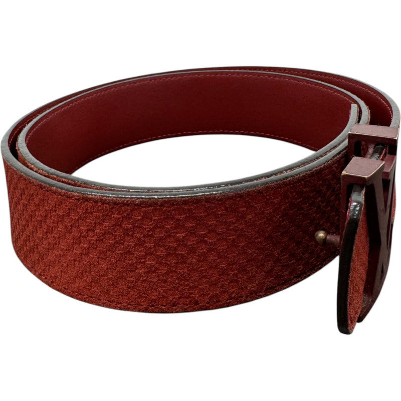 Men's LV Suede Belt Burgundy Size 38"