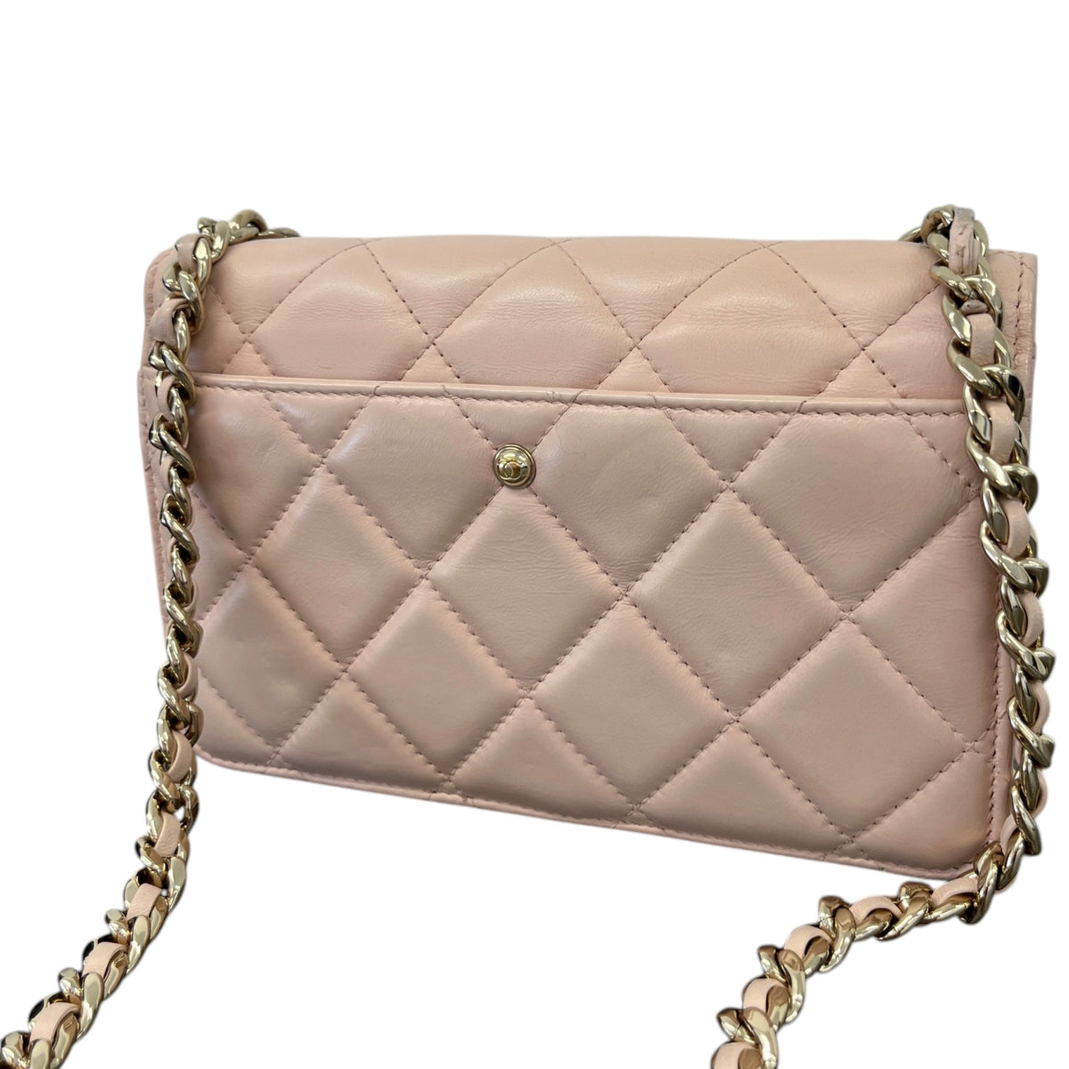 Women's Quilted Seasonal Enamel Chain Top Flap Crossbody Bag Pink - Photo 9